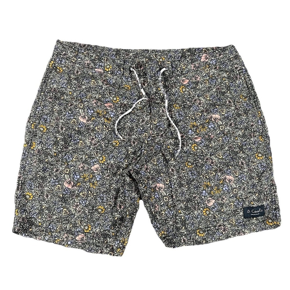 Barney Cools Swim Shorts Men's 34 Drawstring Multicolor Floral Poolside Unlined